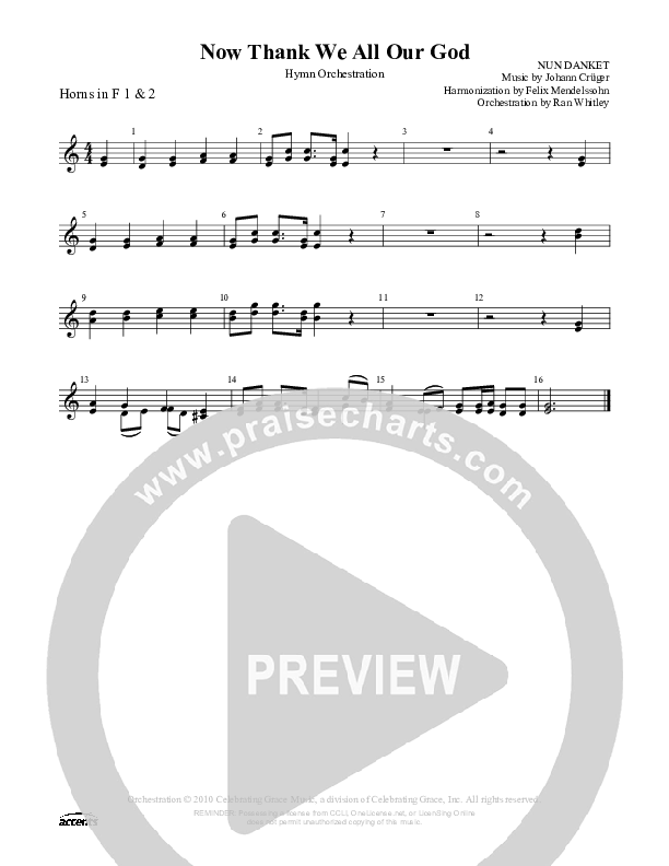 Now Thank We All Our God French Horn 1/2 ()