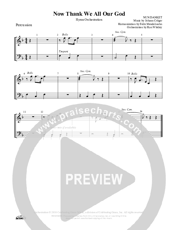 Now Thank We All Our God Percussion ()
