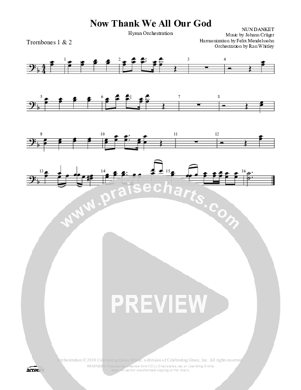 Now Thank We All Our God Trombone 1/2 ()