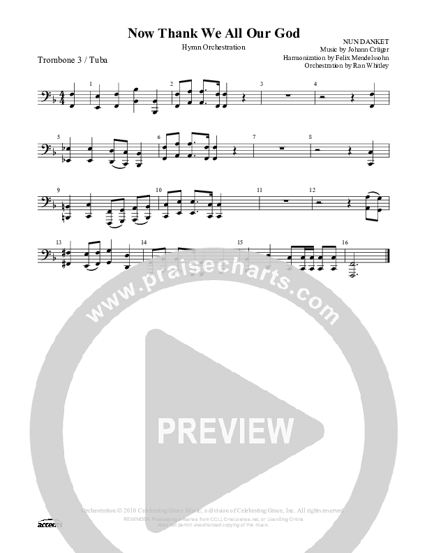 Now Thank We All Our God Trombone 3/Tuba ()