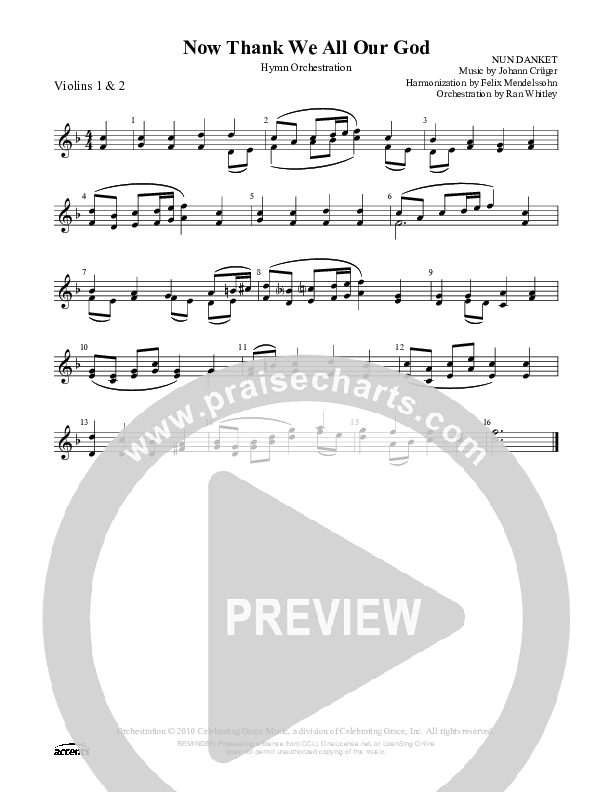 Now Thank We All Our God Violin 1/2 ()