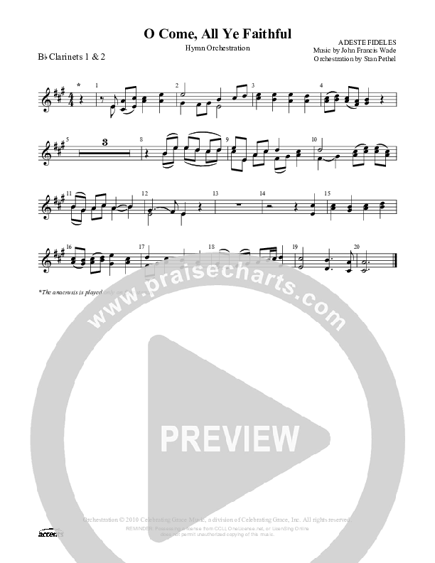 O Come All Ye Faithful Clarinet 1/2 ()