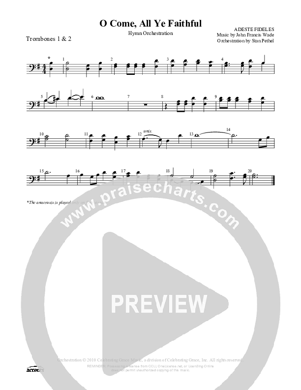O Come All Ye Faithful Trombone 1/2 ()