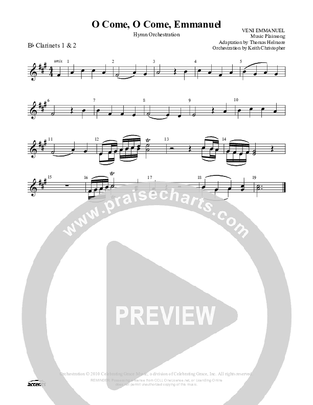 O Come O Come Emmanuel Clarinet 1/2 ()
