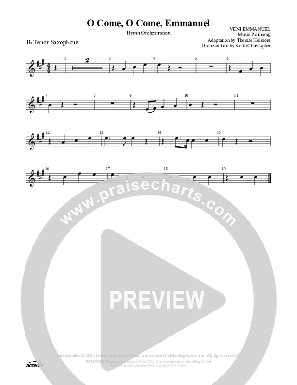 O Come O Come Emmanuel Tenor Sax 2 ()