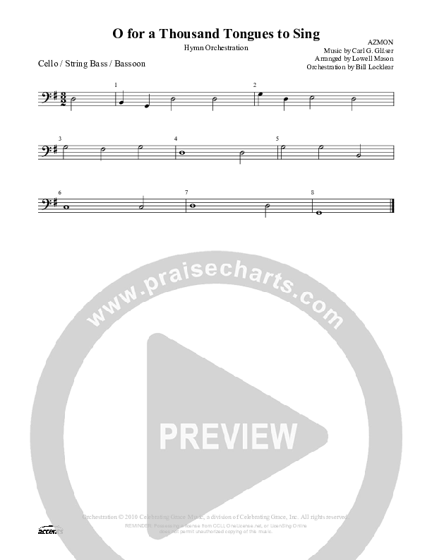 O For A Thousand Tongues To Sing Cello/Bass ()