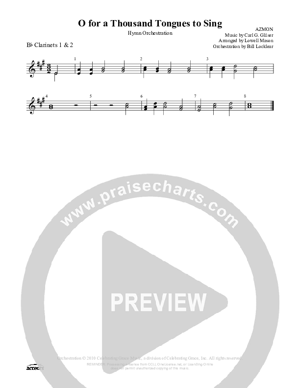 O For A Thousand Tongues To Sing Clarinet 1/2 ()