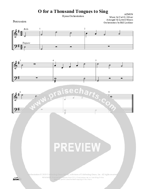 O For A Thousand Tongues To Sing Percussion ()