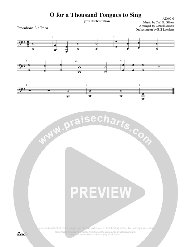 O For A Thousand Tongues To Sing Trombone 3/Tuba ()