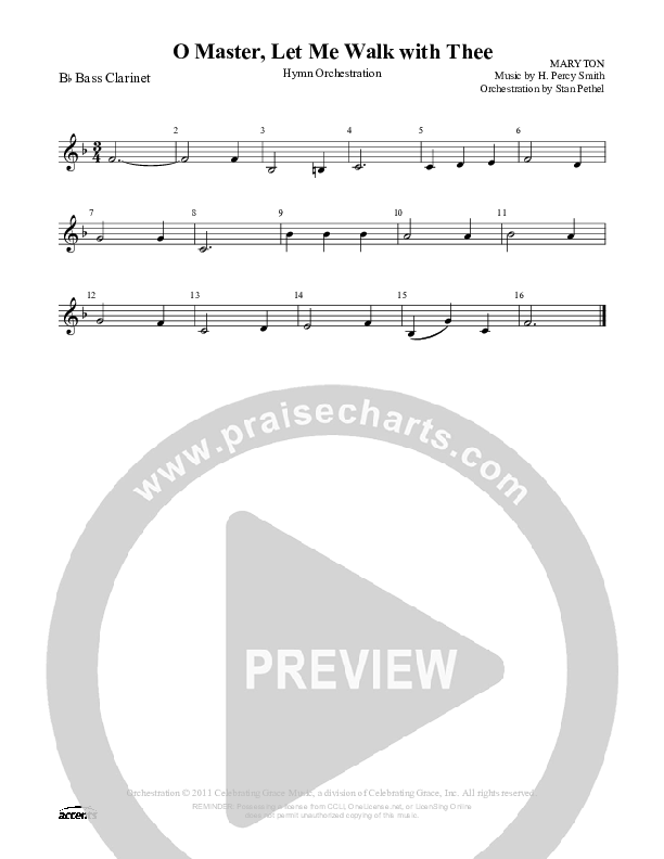 O Master Let Me Walk With Thee Bass Clarinet ()