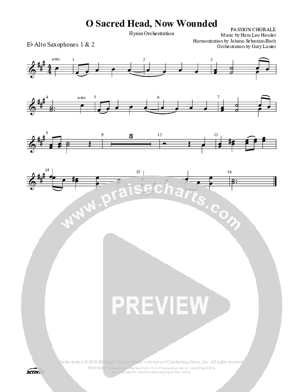 O Sacred Head Now Wounded Alto Sax 1/2 ()