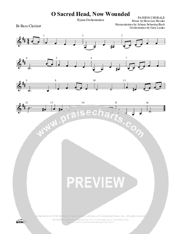 O Sacred Head Now Wounded Bass Clarinet ()