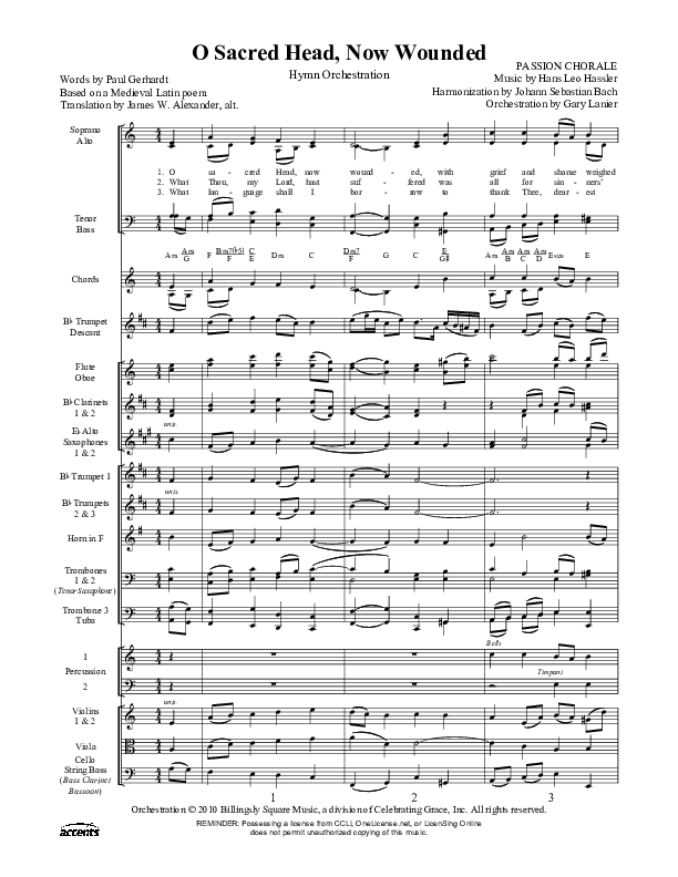 O Sacred Head Now Wounded Orchestration ()