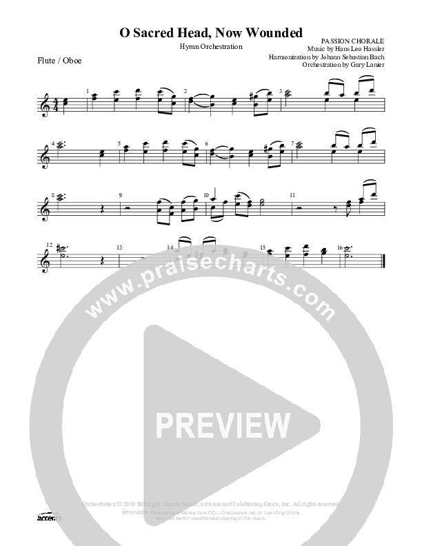 O Sacred Head Now Wounded Flute/Oboe ()