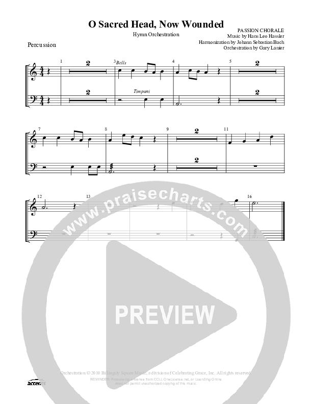 O Sacred Head Now Wounded Percussion ()