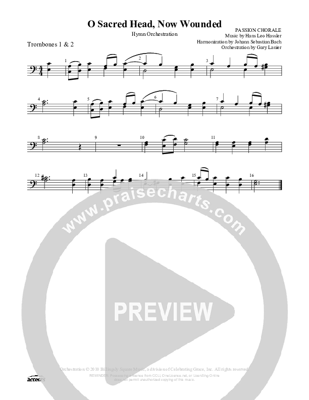O Sacred Head Now Wounded Trombone 1/2 ()
