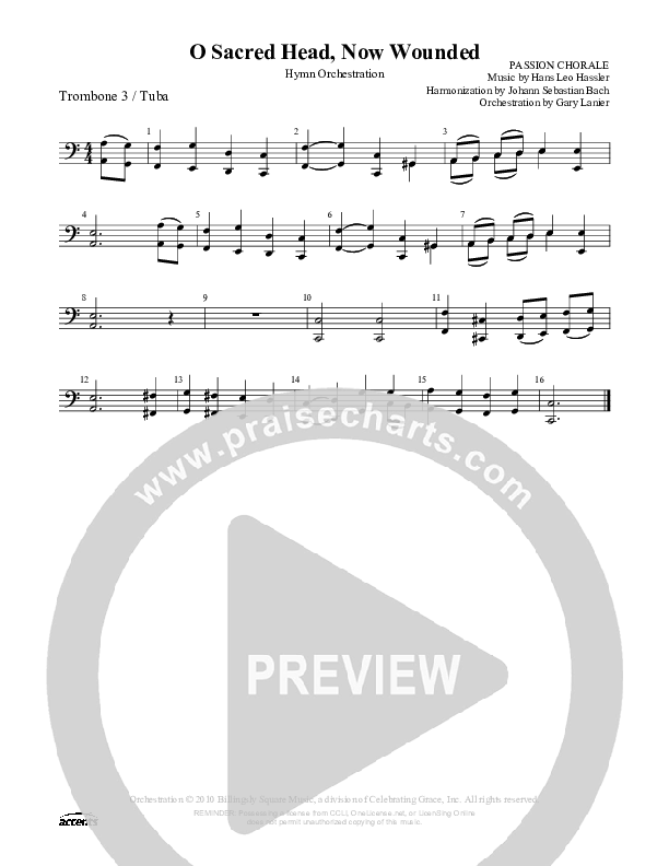 O Sacred Head Now Wounded Trombone 3/Tuba ()