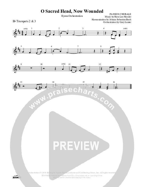 O Sacred Head Now Wounded Trumpet 2/3 ()