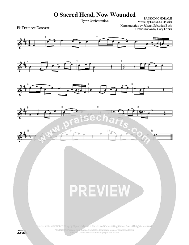 O Sacred Head Now Wounded Trumpet ()