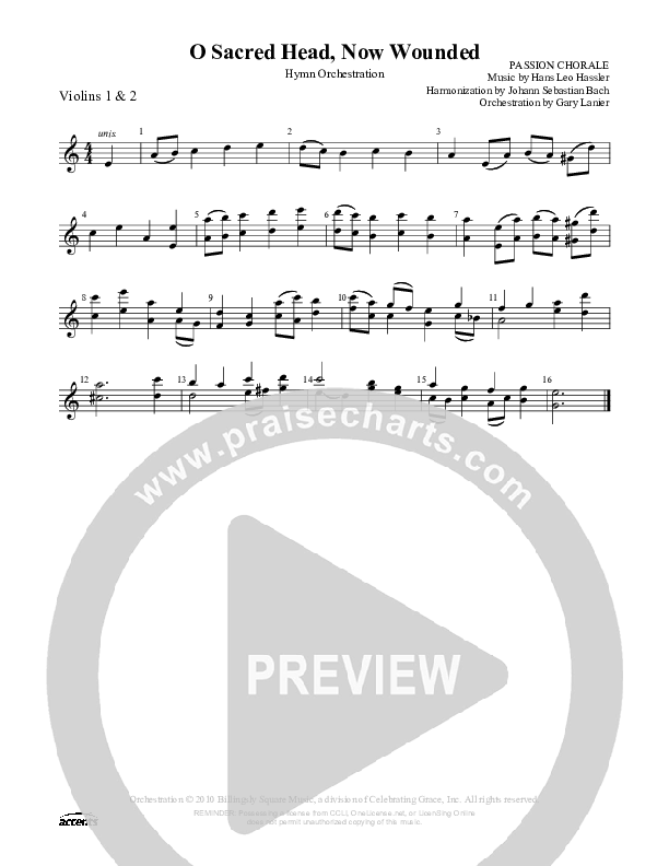 O Sacred Head Now Wounded Violin 1/2 ()