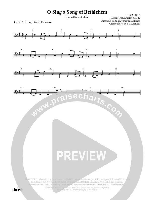 O Sing A Song Of Bethlehem Cello/Bass ()