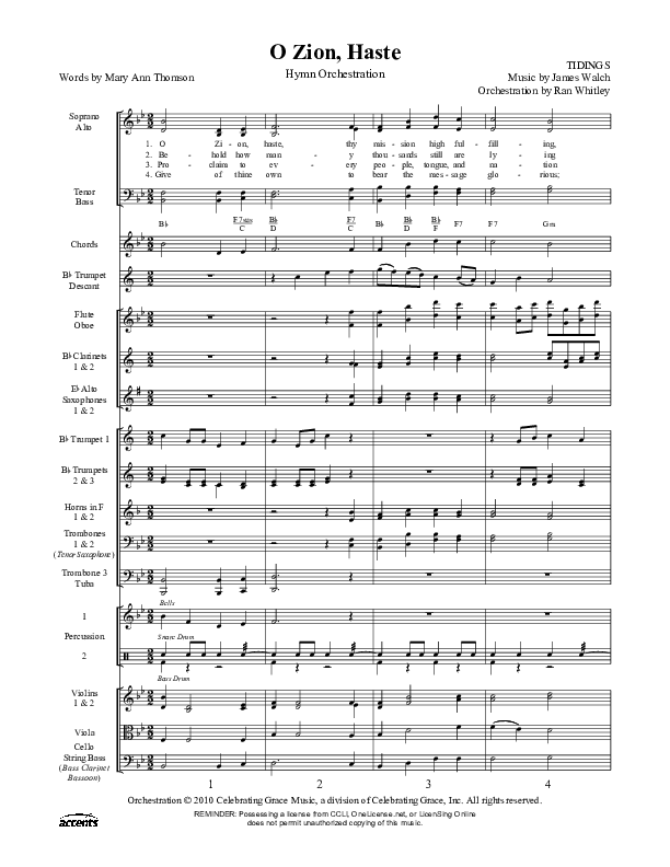 O Zion Haste Orchestration ()