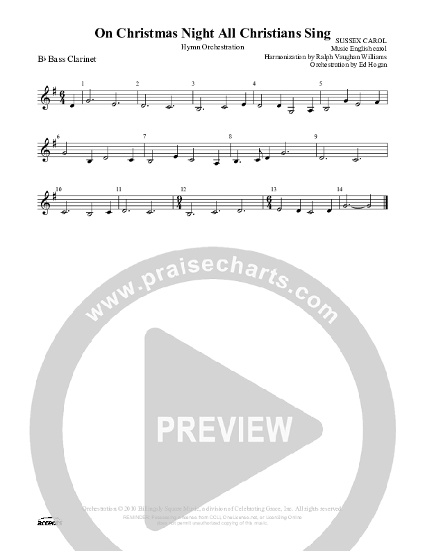 On Christmas Night All Christians Sing Bass Clarinet ()