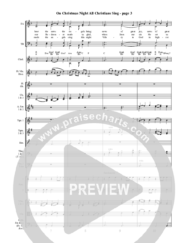 On Christmas Night All Christians Sing Conductor's Score ()