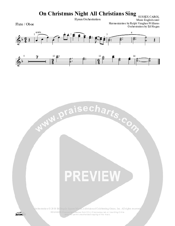 On Christmas Night All Christians Sing Flute/Oboe ()