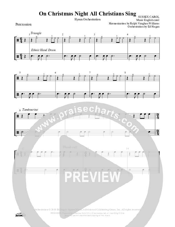 On Christmas Night All Christians Sing Percussion ()