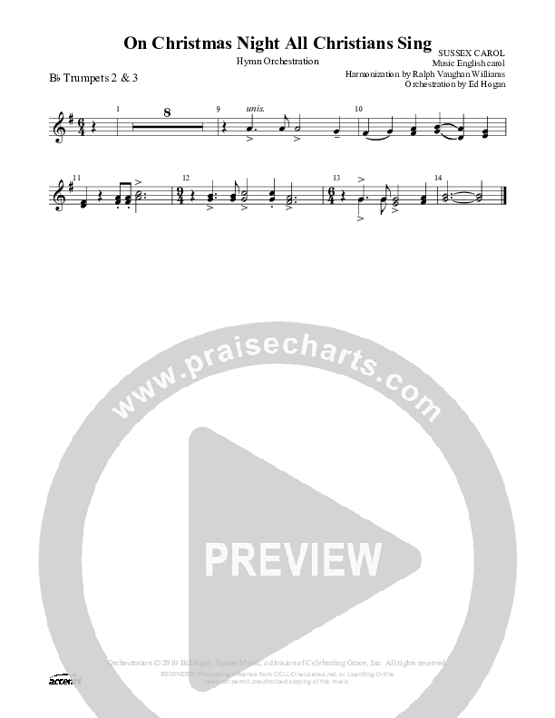 On Christmas Night All Christians Sing Trumpet 2/3 ()
