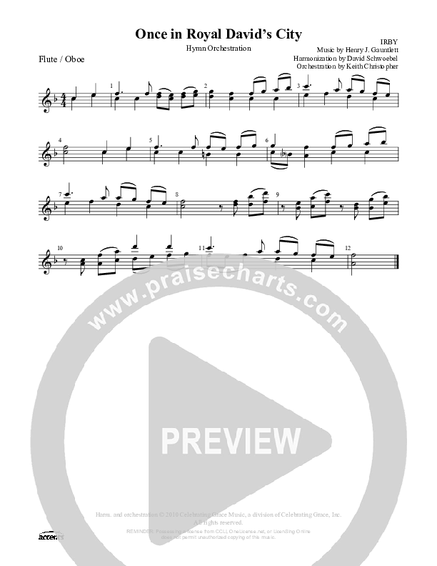 Once In Royal David's City Flute/Oboe ()