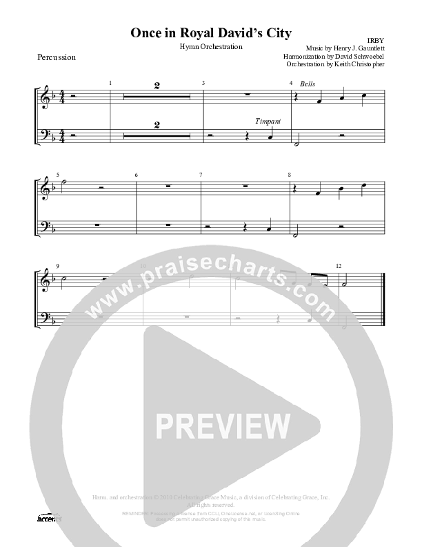 Once In Royal David's City Percussion ()