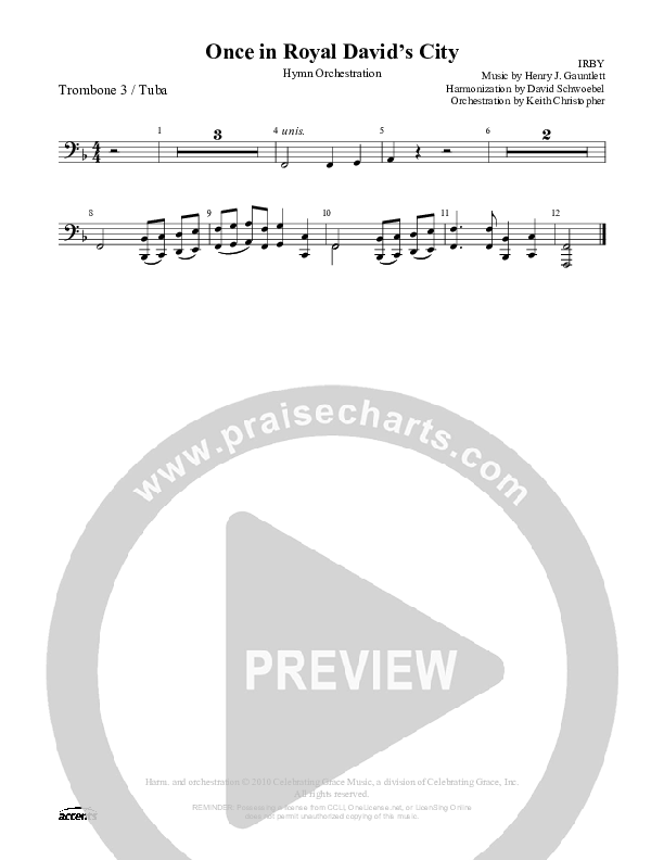 Once In Royal David's City Trombone 3/Tuba ()