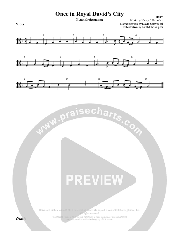 Once In Royal David's City Viola ()
