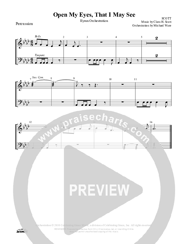 Open My Eyes That I May See Percussion ()
