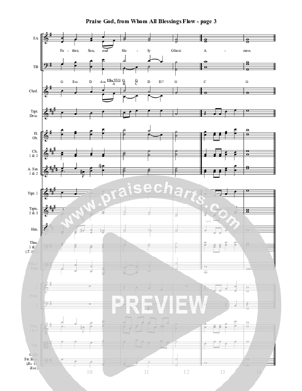 Praise God From Whom All Blessings Flow Conductor's Score ()