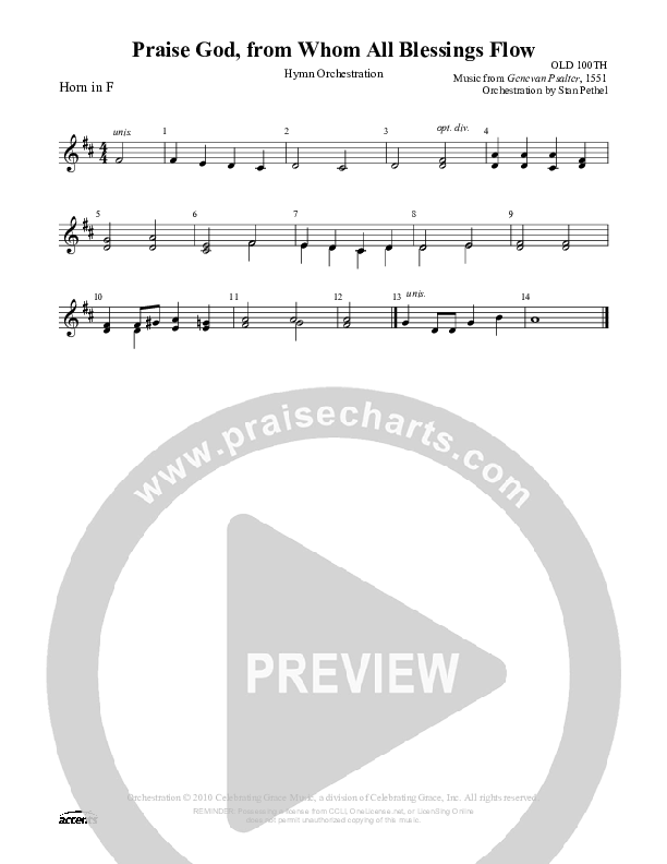 Praise God From Whom All Blessings Flow French Horn ()