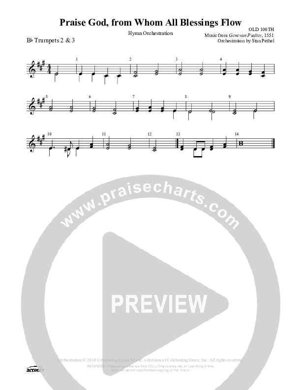 Praise God From Whom All Blessings Flow Trumpet 2/3 ()
