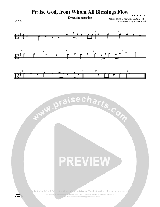 Praise God From Whom All Blessings Flow Viola ()