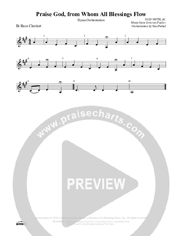 Praise God From Whom All Blessings Flow (Altered Version) Bass Clarinet ()