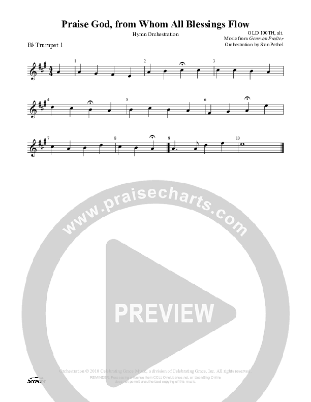 Praise God From Whom All Blessings Flow (Altered Version) Trumpet 1 ()