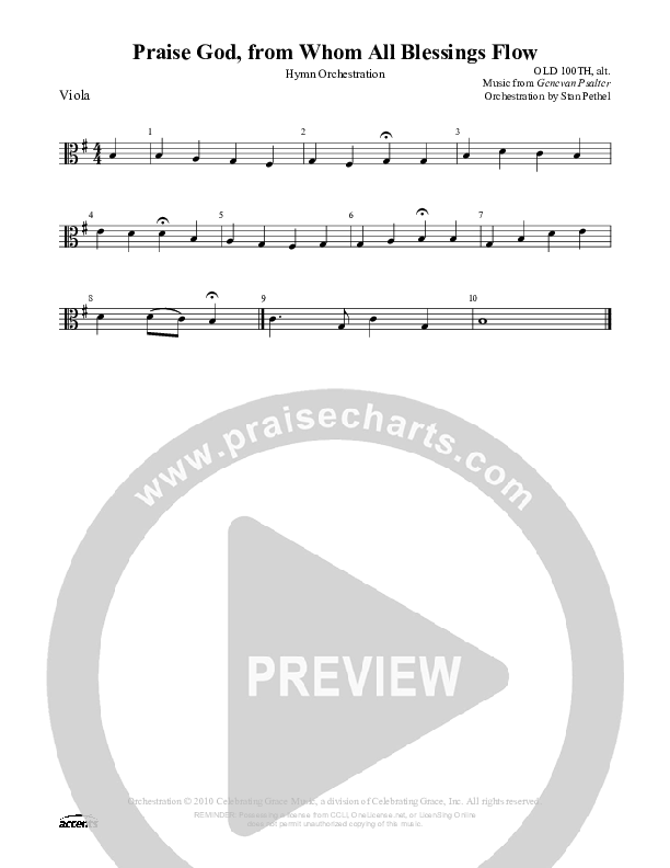 Praise God From Whom All Blessings Flow (Altered Version) Viola ()