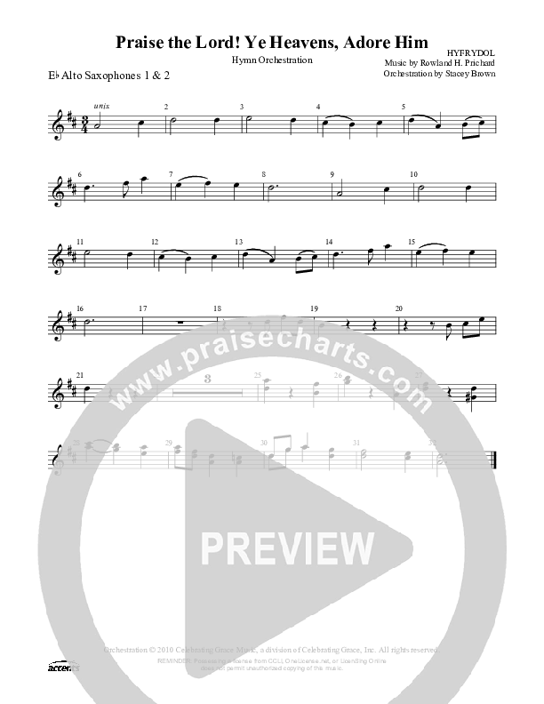 Praise The Lord Ye Heavens Adore Him  Alto Sax 1/2 ()