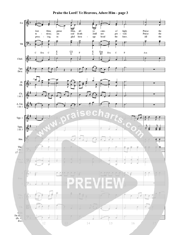 Praise The Lord Ye Heavens Adore Him  Conductor's Score ()