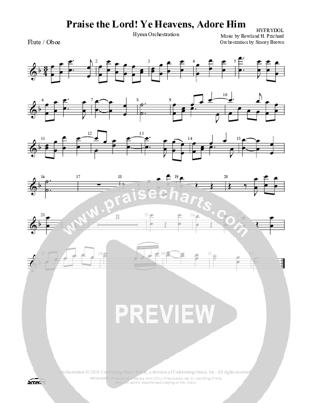 Praise The Lord Ye Heavens Adore Him  Flute/Oboe ()