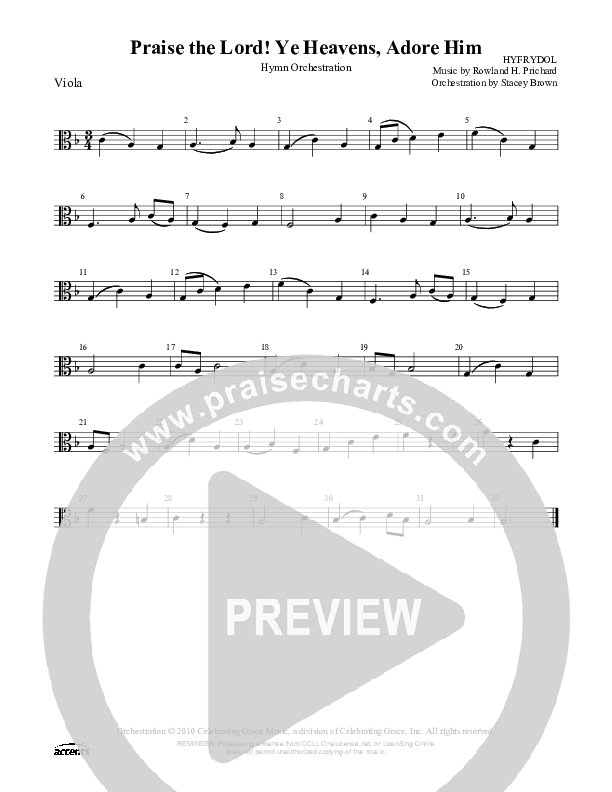 Praise The Lord Ye Heavens Adore Him  Viola ()