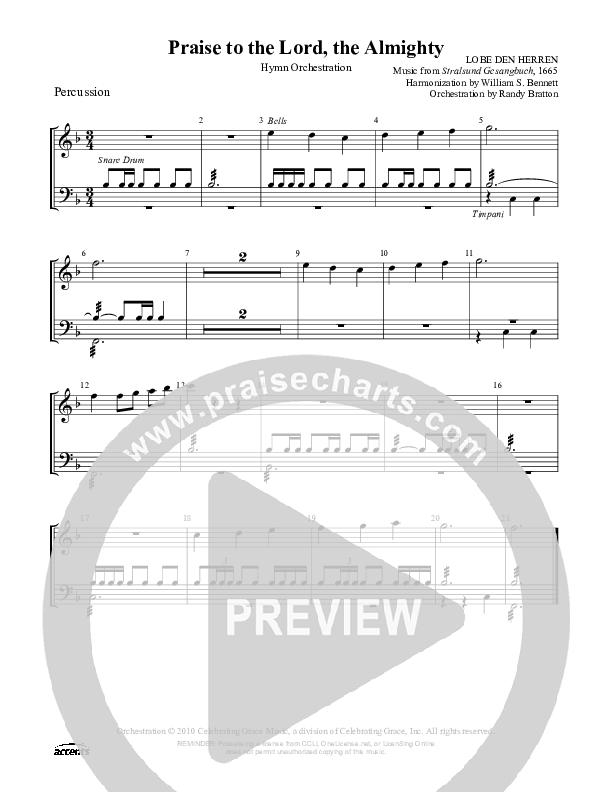 Praise To The Lord The Almighty Percussion ()