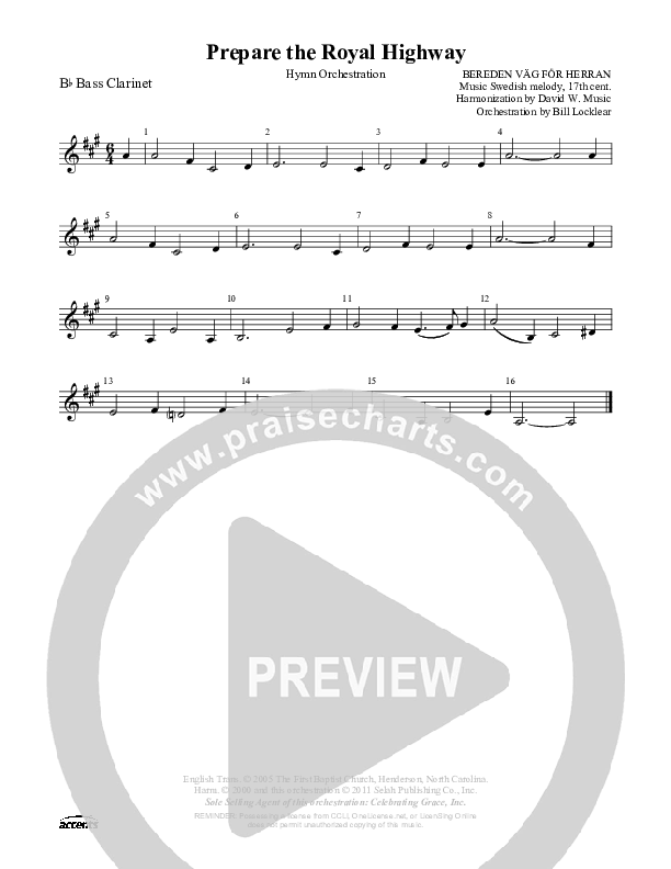 Prepare The Royal Highway Bass Clarinet ()