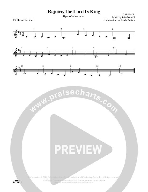 Rejoice The Lord Is King Bass Clarinet ()
